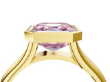 Yellow gold Bezel Set Fancy Pink Asscher  Solitaire Diamond Ring with Smooth Band 5