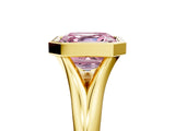 Yellow gold Bezel Set Fancy Pink Asscher  Solitaire Diamond Ring with Smooth Band