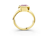 Yellow gold Bezel Set Fancy Pink Asscher  Solitaire Ring with Wide Band 4