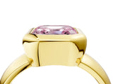 Yellow gold Bezel Set Fancy Pink Asscher  Solitaire Ring with Wide Band 5