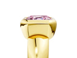 Yellow gold Bezel Set Fancy Pink Asscher  Solitaire Ring with Wide Band