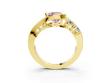 Yellow gold Bezel Set Fancy Pink Cushion Cut Diamond Split Shank Ring_3