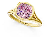 Yellow gold Bezel Set Fancy Pink Cushion  Cut Solitaire Ring with Tapered Band 3
