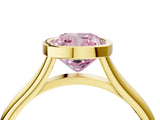 Yellow gold Bezel Set Fancy Pink Cushion  Cut Solitaire Ring with Tapered Band