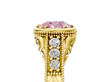 Yellow gold Bezel Set Fancy Pink Cushion  Diamond Milgrain Pave Engagement Ring_38