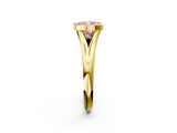 Yellow gold Bezel Set Fancy Pink Cushion  Solitaire Diamond Ring with Smooth Band 2