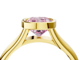 Yellow gold Bezel Set Fancy Pink Cushion  Solitaire Diamond Ring with Smooth Band 4