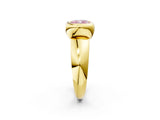 Yellow gold Bezel Set Fancy Pink Cushion  Solitaire Ring with Wide Band 3