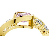 Yellow gold Bezel Set Fancy Pink Emerald Cut Diamond Split Shank Ring_4