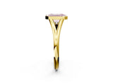 Yellow gold Bezel Set Fancy Pink Emerald  Cut Solitaire Ring with Tapered Band 3
