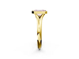 Yellow gold Bezel Set Fancy Pink Emerald  Solitaire Diamond Ring with Smooth Band 2