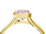 Yellow gold Bezel Set Fancy Pink Emerald  Solitaire Diamond Ring with Smooth Band 4