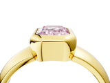 Yellow gold Bezel Set Fancy Pink Emerald  Solitaire Ring with Wide Band 4