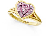 Yellow gold Bezel Set Fancy Pink Heart  Cut Solitaire Ring with Tapered Band 1