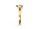 Yellow gold Bezel Set Fancy Pink Heart  Cut Solitaire Ring with Tapered Band 2