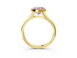 Yellow gold Bezel Set Fancy Pink Heart  Cut Solitaire Ring with Tapered Band 3