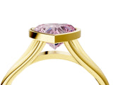Yellow gold Bezel Set Fancy Pink Heart  Cut Solitaire Ring with Tapered Band 4