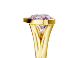 Yellow gold Bezel Set Fancy Pink Heart  Cut Solitaire Ring with Tapered Band 5