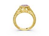 Yellow gold Bezel Set Fancy Pink Heart  Diamond Milgrain Pave Engagement Ring_36