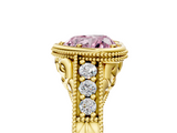 Yellow gold Bezel Set Fancy Pink Heart  Diamond Milgrain Pave Engagement Ring_38