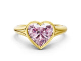 Yellow gold Bezel Set Fancy Pink Heart  Solitaire Diamond Ring with Smooth Band 1