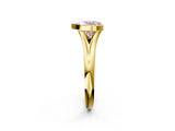 Yellow gold Bezel Set Fancy Pink Heart  Solitaire Diamond Ring with Smooth Band 3
