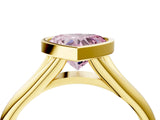 Yellow gold Bezel Set Fancy Pink Heart  Solitaire Diamond Ring with Smooth Band 5