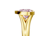 Yellow gold Bezel Set Fancy Pink Heart  Solitaire Diamond Ring with Smooth Band