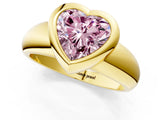 Yellow gold Bezel Set Fancy Pink Heart  Solitaire Ring with Wide Band 1