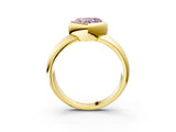 Yellow gold Bezel Set Fancy Pink Heart  Solitaire Ring with Wide Band 3