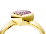 Yellow gold Bezel Set Fancy Pink Heart  Solitaire Ring with Wide Band 4
