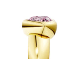 Yellow gold Bezel Set Fancy Pink Heart  Solitaire Ring with Wide Band 5