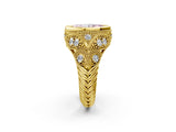 Yellow gold Bezel Set Fancy Pink Marquise Cut Diamond Milgrain Band Ring_2