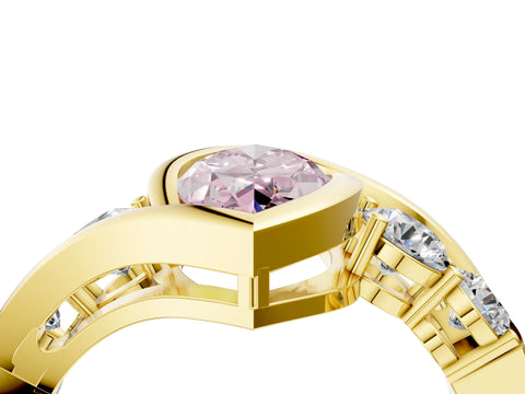 Yellow gold Bezel Set Fancy Pink Marquise Cut Diamond Split Shank Ring_4