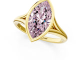 Yellow gold Bezel Set Fancy Pink Marquise  Cut Solitaire Ring with Tapered Band 2