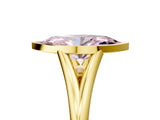 Yellow gold Bezel Set Fancy Pink Marquise  Cut Solitaire Ring with Tapered Band