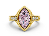 Yellow gold Bezel Set Fancy Pink Marquise  Diamond Milgrain Pave Engagement Ring_33