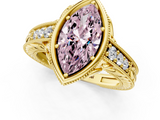 Yellow gold Bezel Set Fancy Pink Marquise  Diamond Milgrain Pave Engagement Ring_34