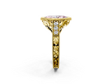 Yellow gold Bezel Set Fancy Pink Marquise  Diamond Milgrain Pave Engagement Ring_35