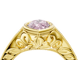 Yellow gold Bezel Set Fancy Pink Marquise  Diamond Milgrain Pave Engagement Ring_37