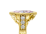 Yellow gold Bezel Set Fancy Pink Marquise  Diamond Milgrain Pave Engagement Ring_38