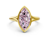 Yellow gold Bezel Set Fancy Pink Marquise  Solitaire Diamond Ring with Smooth Band 1