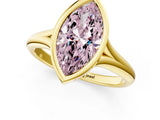 Yellow gold Bezel Set Fancy Pink Marquise  Solitaire Diamond Ring with Smooth Band 2