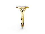 Yellow gold Bezel Set Fancy Pink Marquise  Solitaire Diamond Ring with Smooth Band 3
