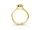 Yellow gold Bezel Set Fancy Pink Marquise  Solitaire Diamond Ring with Smooth Band 4