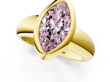 Yellow gold Bezel Set Fancy Pink Marquise  Solitaire Ring with Wide Band 2