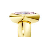 Yellow gold Bezel Set Fancy Pink Marquise  Solitaire Ring with Wide Band