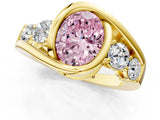 Yellow gold Bezel Set Fancy Pink Oval Cut Diamond Split Shank Ring_1