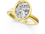 Yellow gold Bezel Set Fancy Pink Oval Cut Solitaire Engagement Ring with Classic Band_1