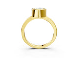 Yellow gold Bezel Set Fancy Pink Oval Cut Solitaire Engagement Ring with Classic Band_3